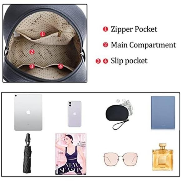 Women Small Backpack Purse Convertible Leather Blackhoundstooth M - Picture 7 of 7